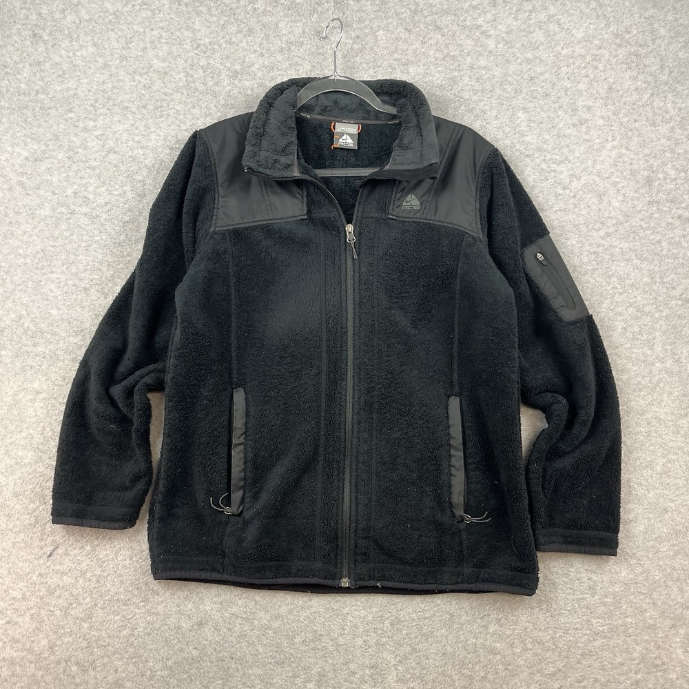 Nike ACG Full Zip Jacket Fleece Sherpa Furry Soft Black Womens Medium M